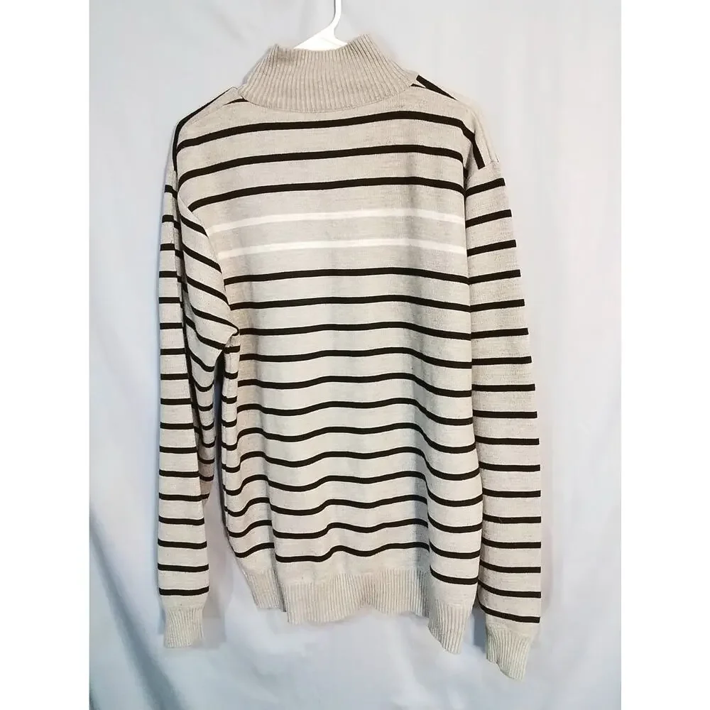 True Rock cardigan , Gray with black and white striper.
